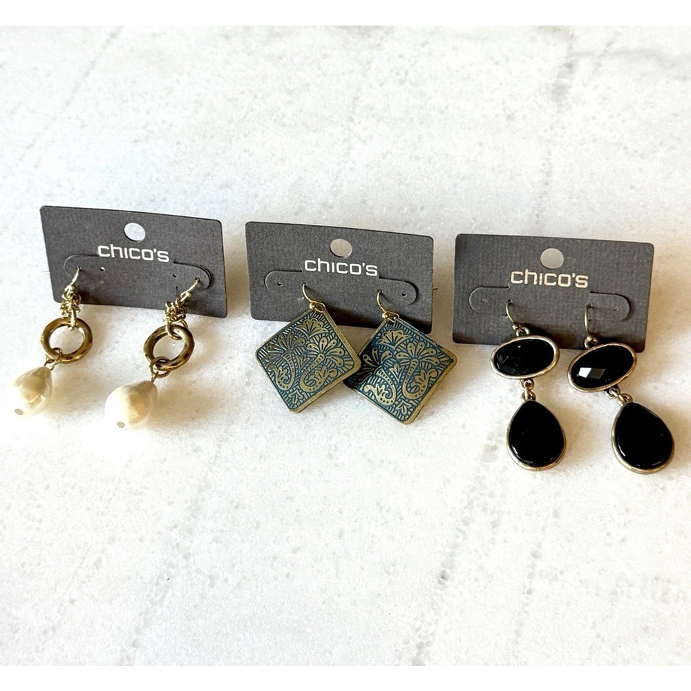Chico's Earring Bundle Lot of 3 NWT Dangle Statement - Picture 2 of 10